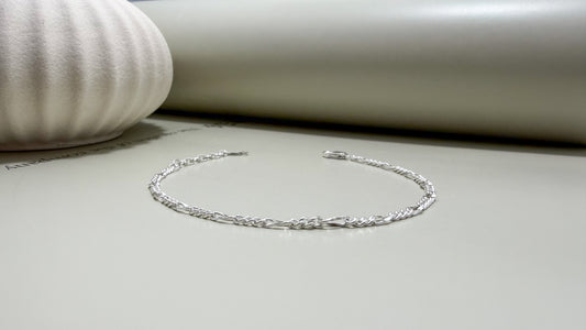 Velani Jewelry Dapped Figaro Bracelet – Sterling Silver