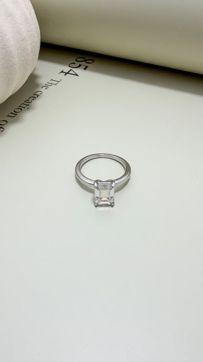 Velani Jewelry Emerald Cut Moissanite Ring - Sterling Silver