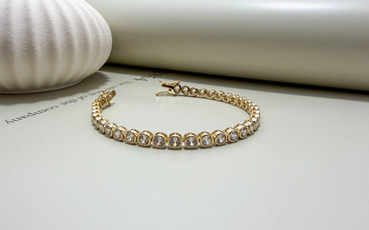Round Bezel CZ Tennis Bracelet - Velani Jewelry