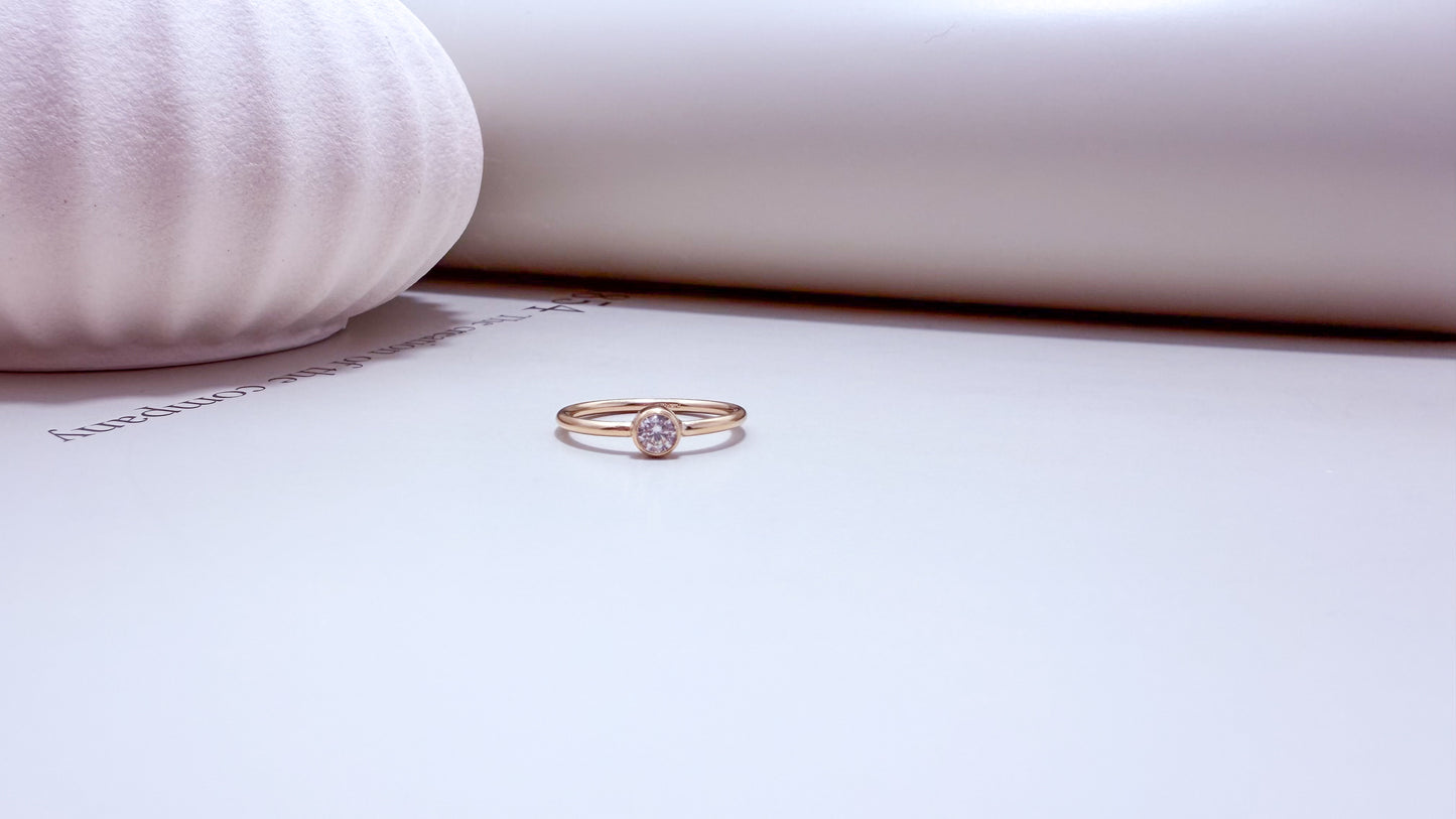 Velani Jewelry 4mm Diamond Bezel Ring - Gold Filled