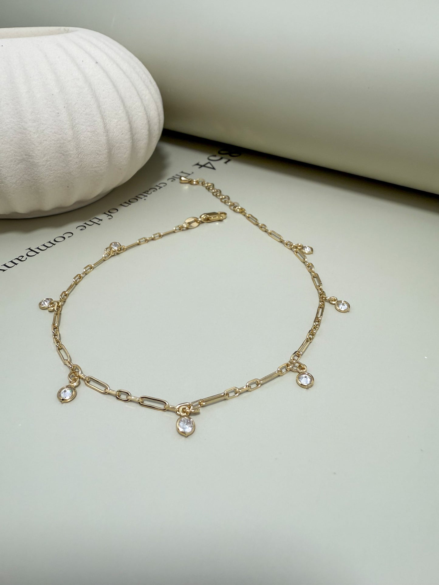 Velani Jewelry Dainty Bezel Charm Anklet