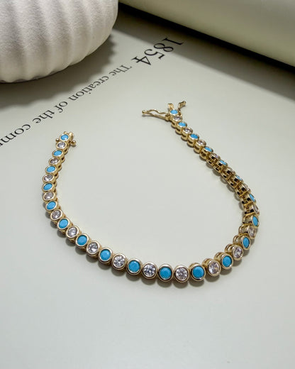 Round Bezel CZ Tennis Bracelet - Velani Jewelry