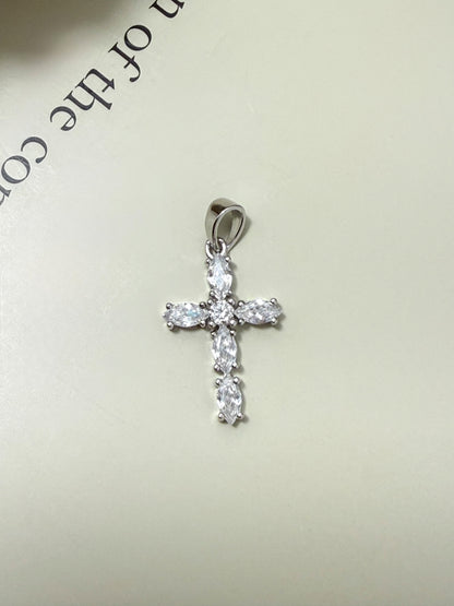 Velani Jewelry Marquise Cut Cross Pendant in Sterling Silver