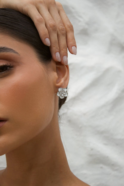 Velani Jewelry Island Blossom CZ Flower Stud Earrings