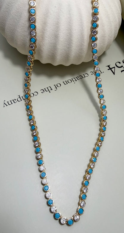 Round Bezel CZ Tennis Necklace - Velani Jewelry