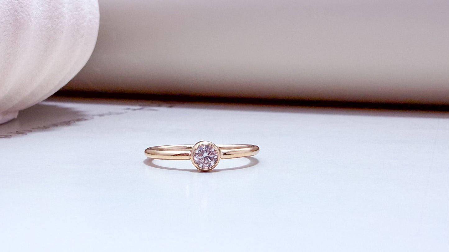 Velani Jewelry 4mm Diamond Bezel Ring - Gold Filled