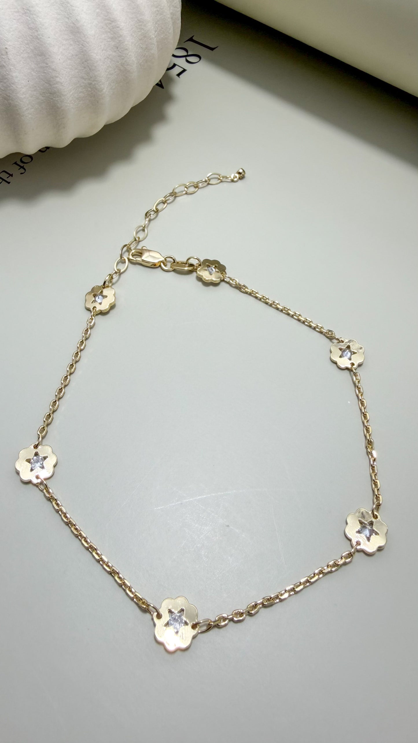 Flower and Star CZ Anklet – Velani Jewelry