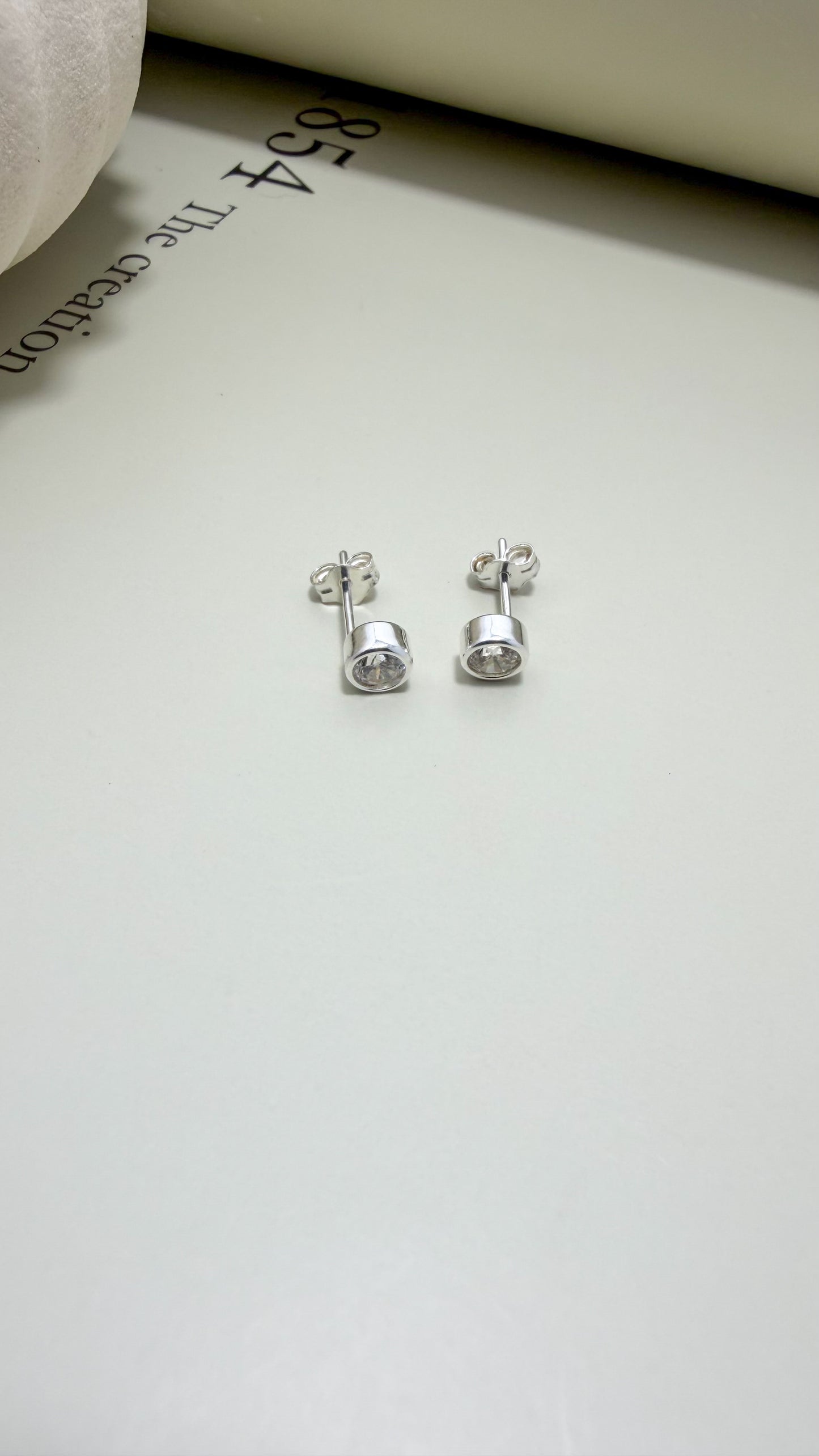 Velani Jewelry Diamond Bezel Studs - Sterling Silver