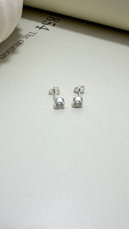 Velani Jewelry Diamond Bezel Studs - Sterling Silver