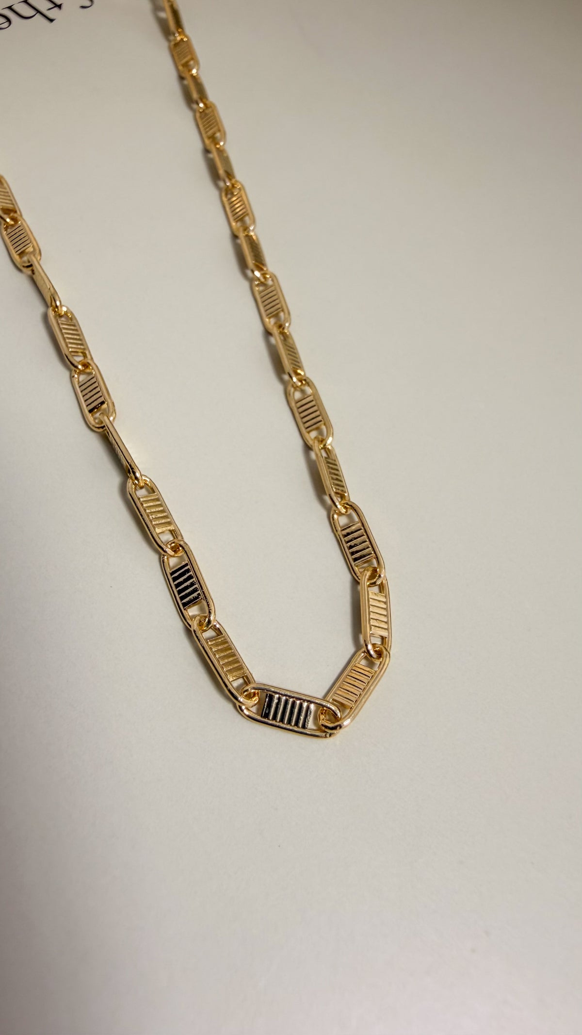 Textured Bar Paperclip Necklace - Velani Jewelry