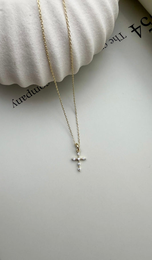 Velani Jewelry Mini Bezel Cross Necklace