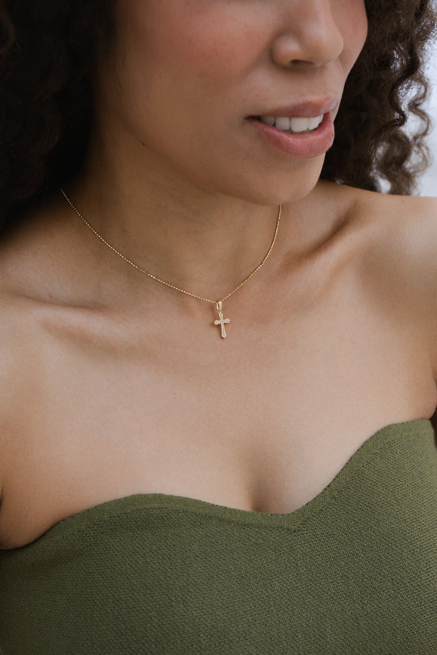 Velani Jewelry Beaded Pavé Cross Necklace