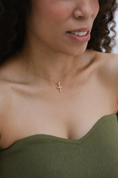 Velani Jewelry Beaded Pavé Cross Necklace