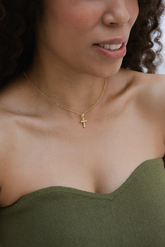 Velani Jewelry Beaded Pavé Cross Necklace