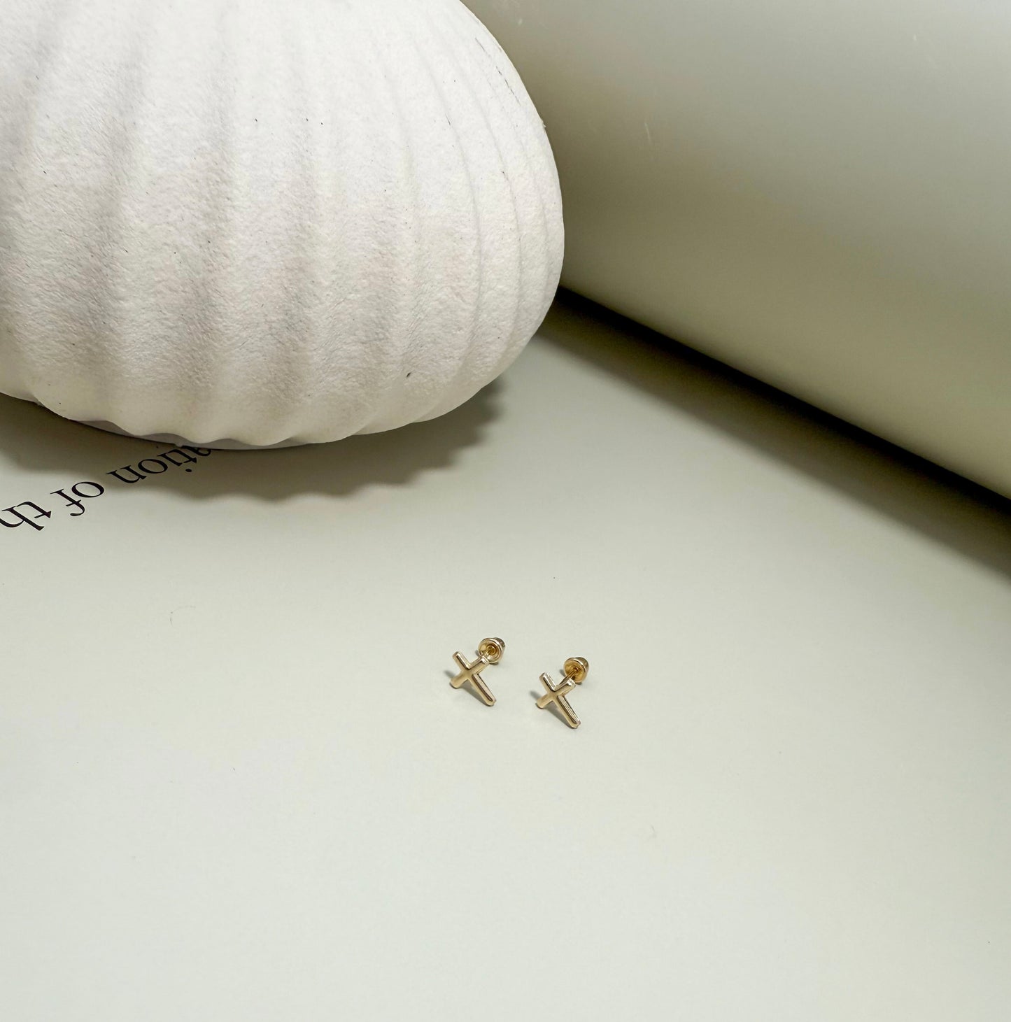 Velani Jewelry Plain Dainty Cross Stud Earrings - 14K Gold