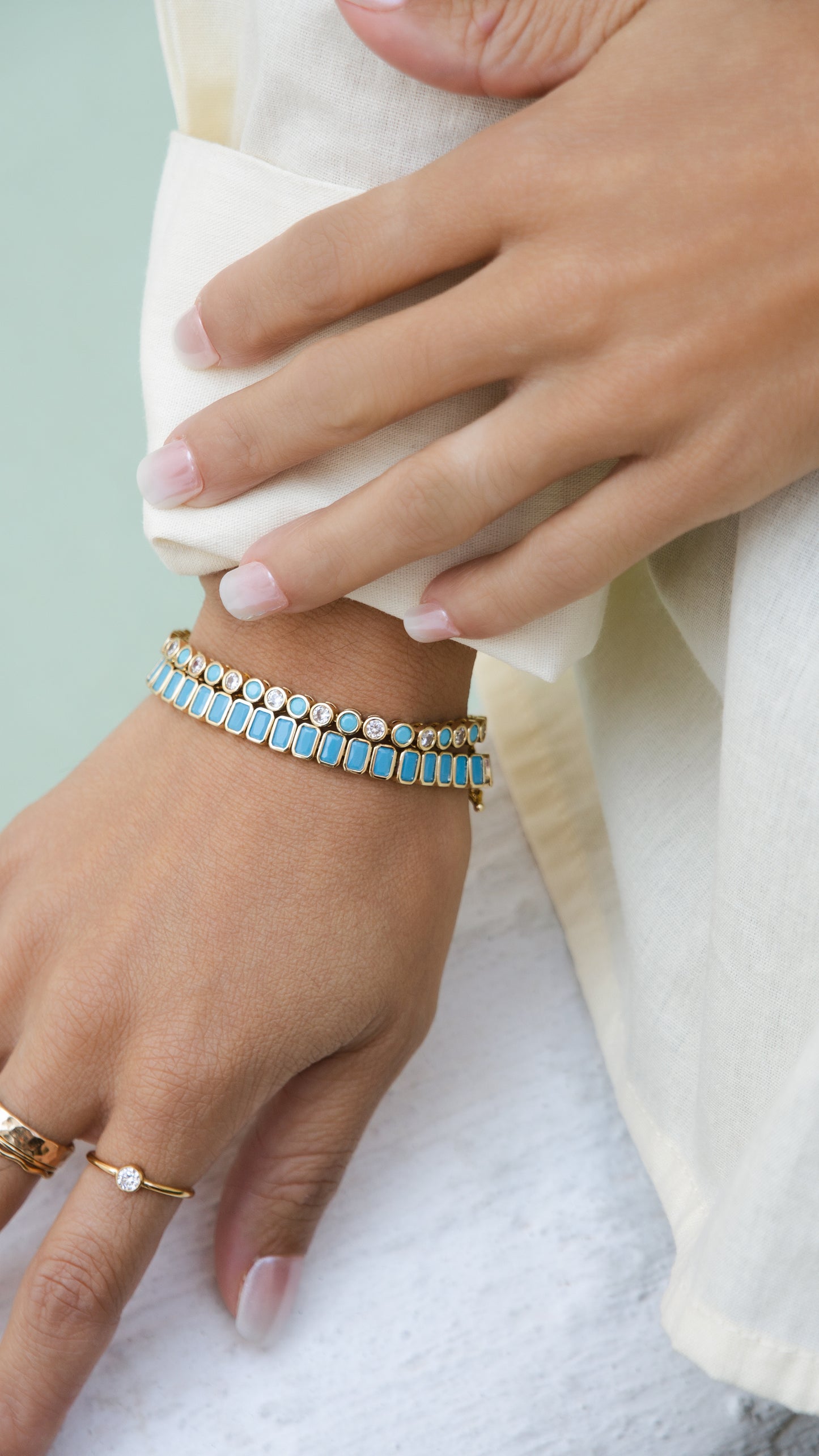 Round Bezel CZ Tennis Bracelet - Velani Jewelry
