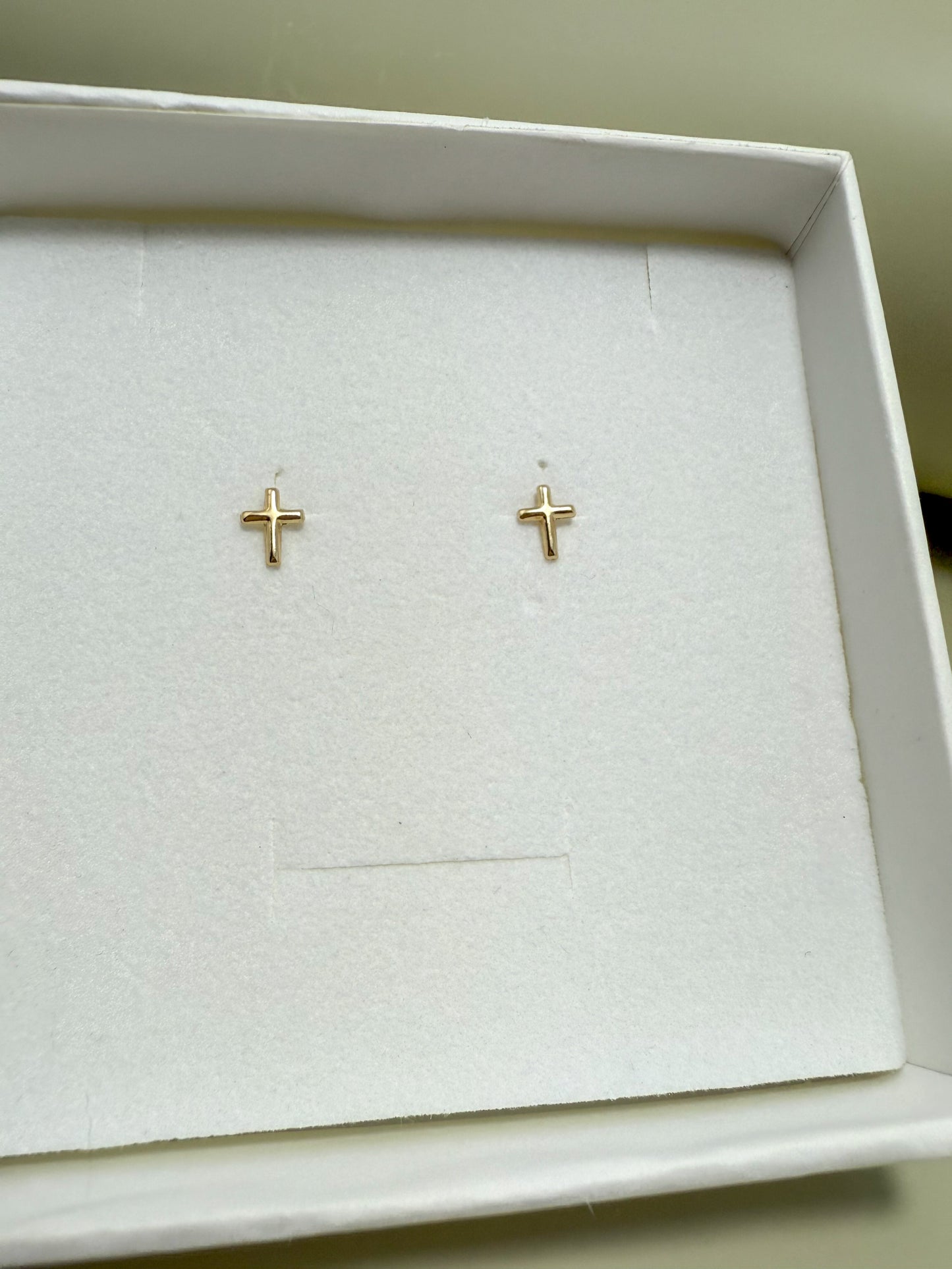 Velani Jewelry Plain Dainty Cross Stud Earrings - 14K Gold