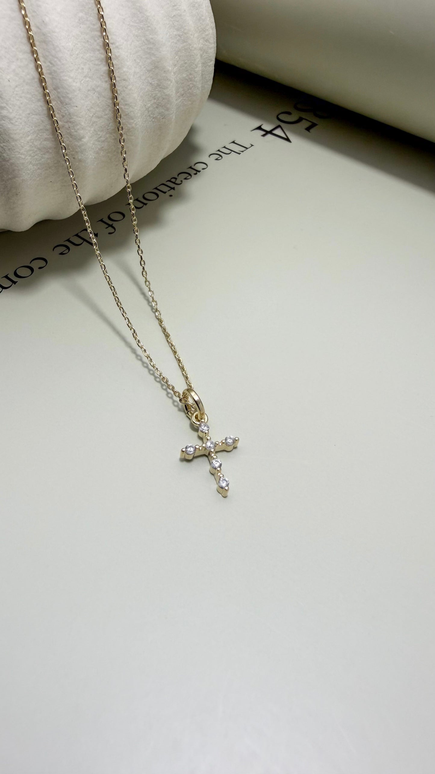 Velani Jewelry Mini Bezel Cross Necklace