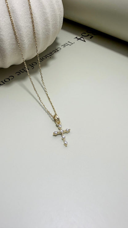 Velani Jewelry Mini Bezel Cross Necklace
