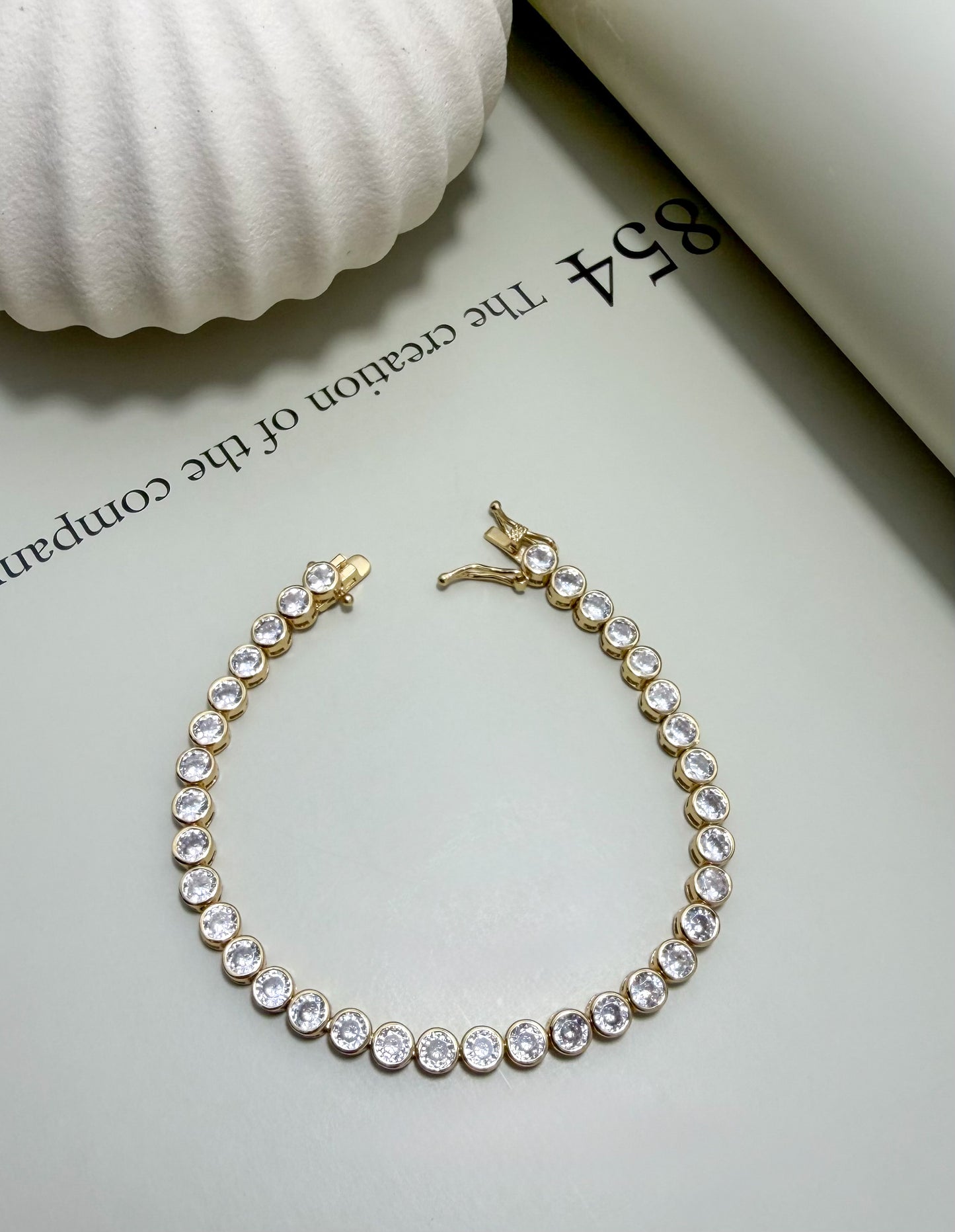Round Bezel CZ Tennis Bracelet - Velani Jewelry