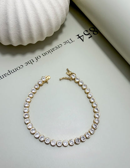 Round Bezel CZ Tennis Bracelet - Velani Jewelry