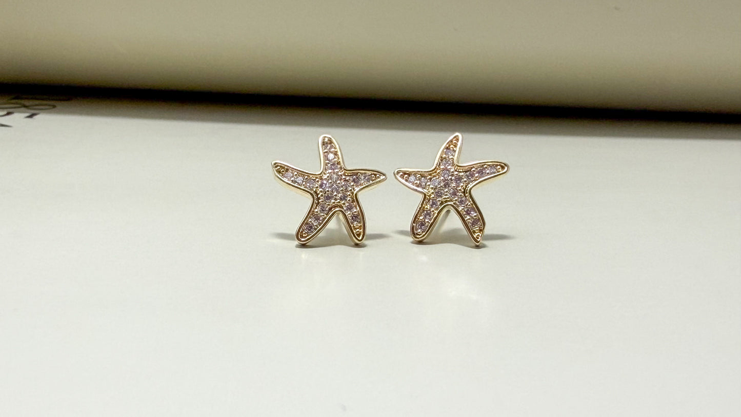 Starfish CZ Stud Earrings - Velani Jewelry