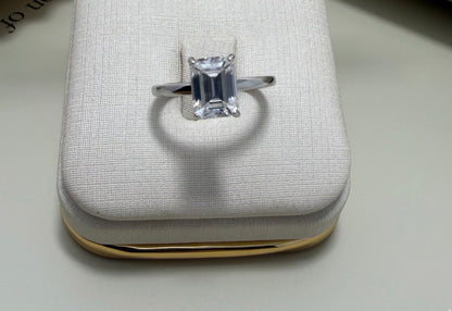 Velani Jewelry Emerald Cut Moissanite Ring - Sterling Silver