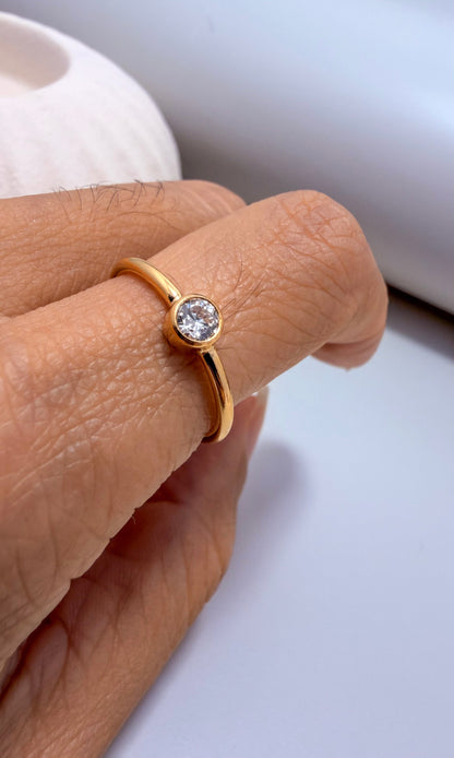 Velani Jewelry 4mm Diamond Bezel Ring - Gold Filled