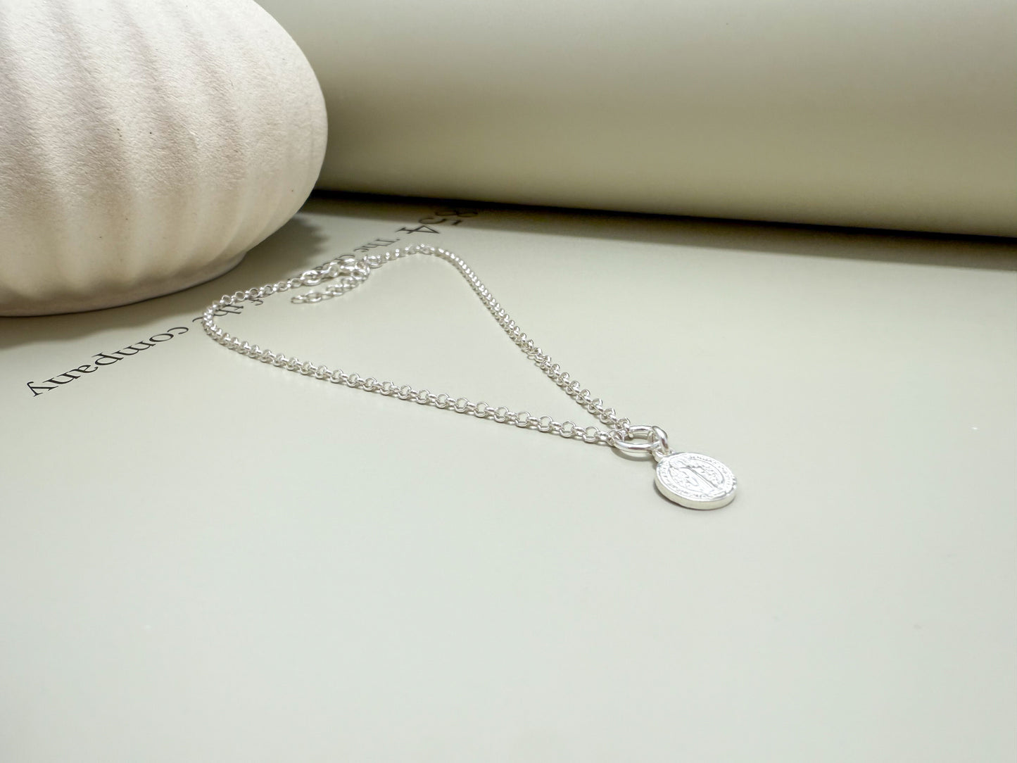 Velani Jewelry Saint Benedict Coin Anklet – Sterling Silver