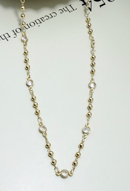 Beaded CZ Station Necklace - Velani Jewelry
