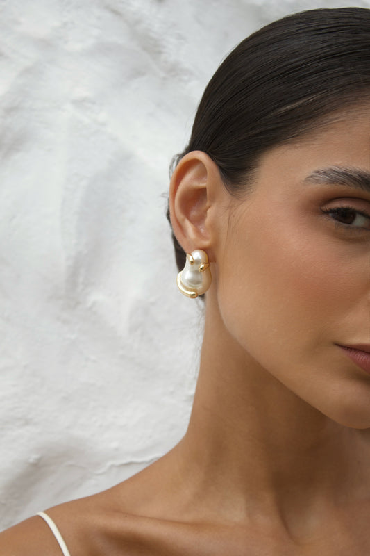 Velani Jewelry Sculptural Baroque Pearl Stud Earrings