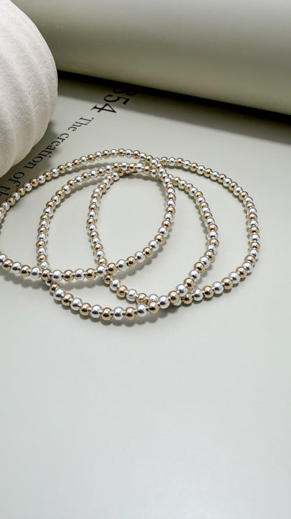 Velani Jewelry Beaded Stretchy Bracelet – Mixed Metals