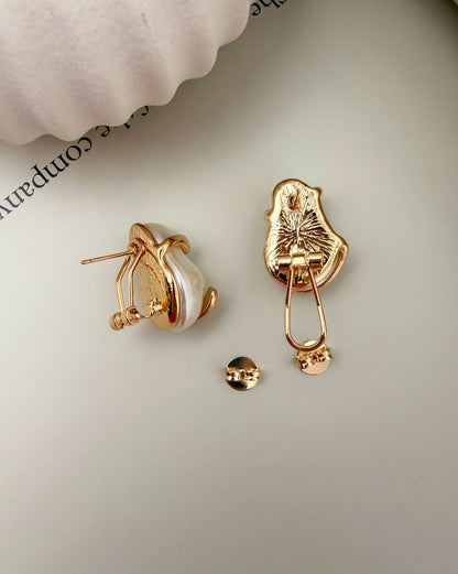 Velani Jewelry Sculptural Baroque Pearl Stud Earrings