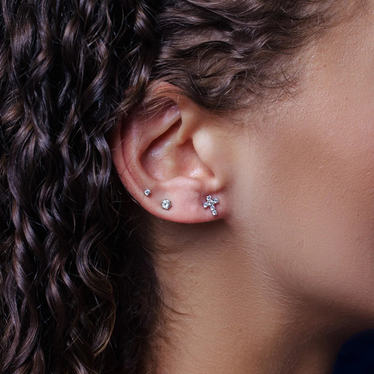 Mini Pavé Cross Studs Sterling Silver - Velani Jewelry