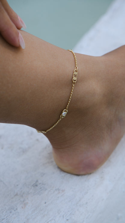 Interlocking Link Bezel CZ Anklet – Velani Jewelry