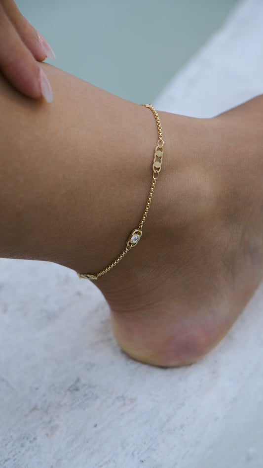 Interlocking Link Bezel CZ Anklet – Velani Jewelry