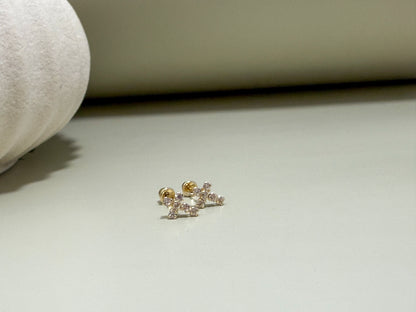 Velani Jewelry Dainty Cross Stud Earrings with CZ - 14K Gold