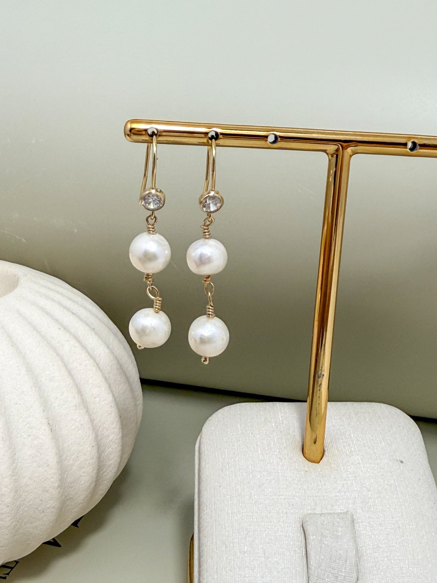 Velani Jewelry Bezel & Pearl Drop Earrings