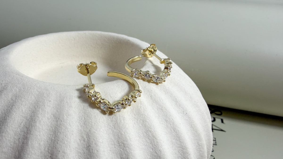 Curva Marquise Half Hoop Earrings - Velani Jewelry