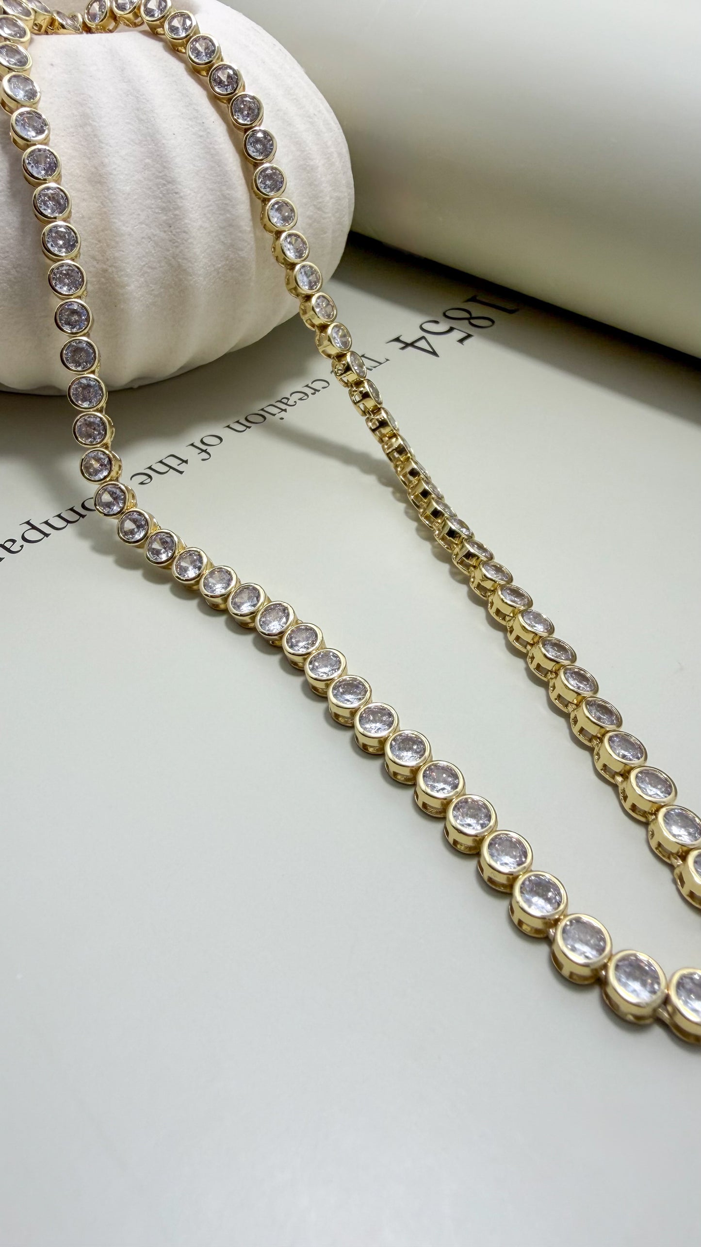 Round Bezel CZ Tennis Necklace - Velani Jewelry