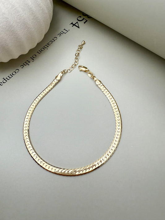 Velani Jewelry Diamond Cut Herringbone Anklet