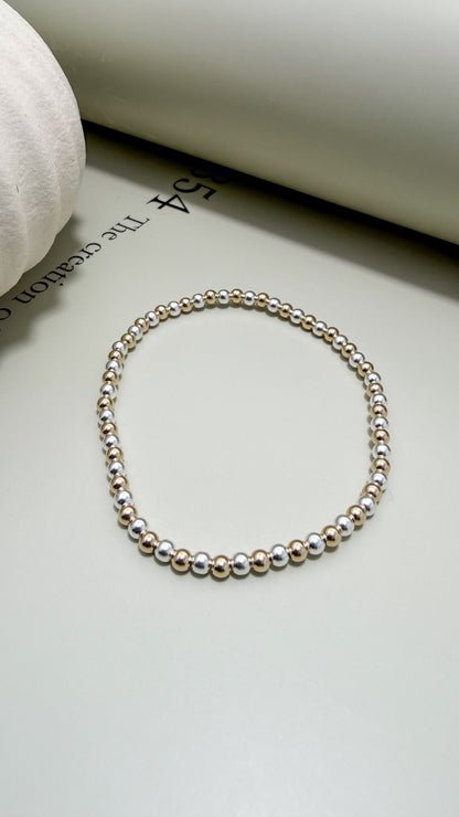 Velani Jewelry Beaded Stretchy Bracelet – Mixed Metals