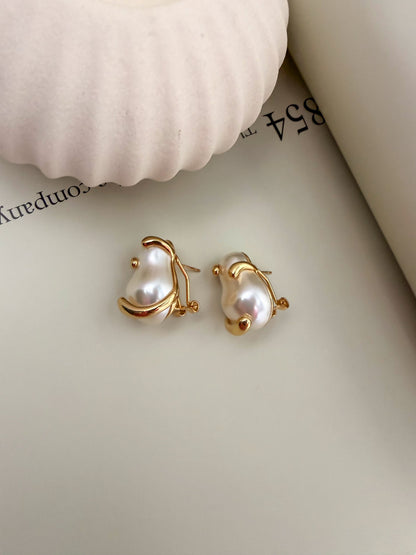 Velani Jewelry Sculptural Baroque Pearl Stud Earrings