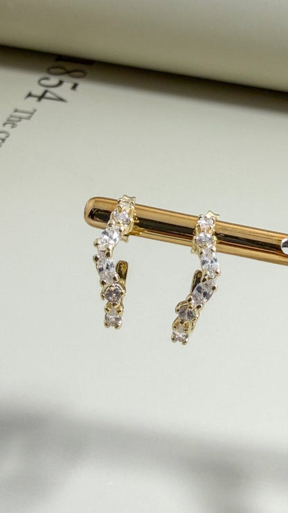 Curva Marquise Half Hoop Earrings - Velani Jewelry