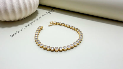 Round Bezel CZ Tennis Bracelet - Velani Jewelry