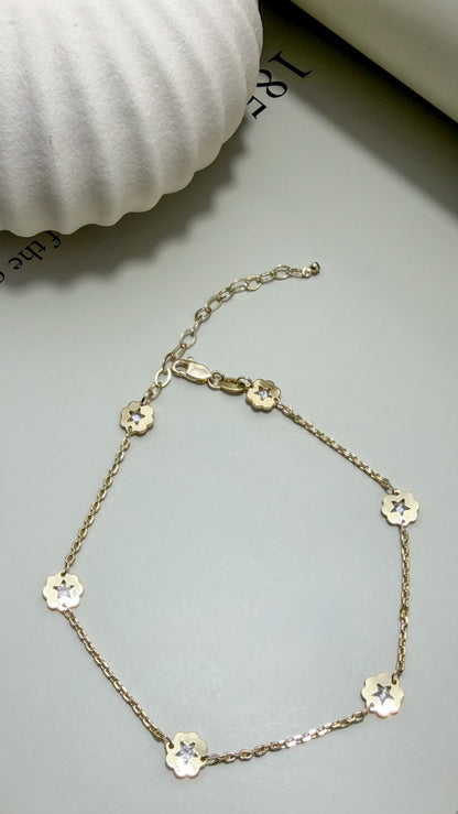 Flower and Star CZ Anklet – Velani Jewelry