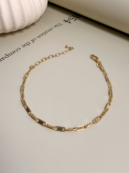 Textured Bar Paperclip Anklet - Velani Jewelry