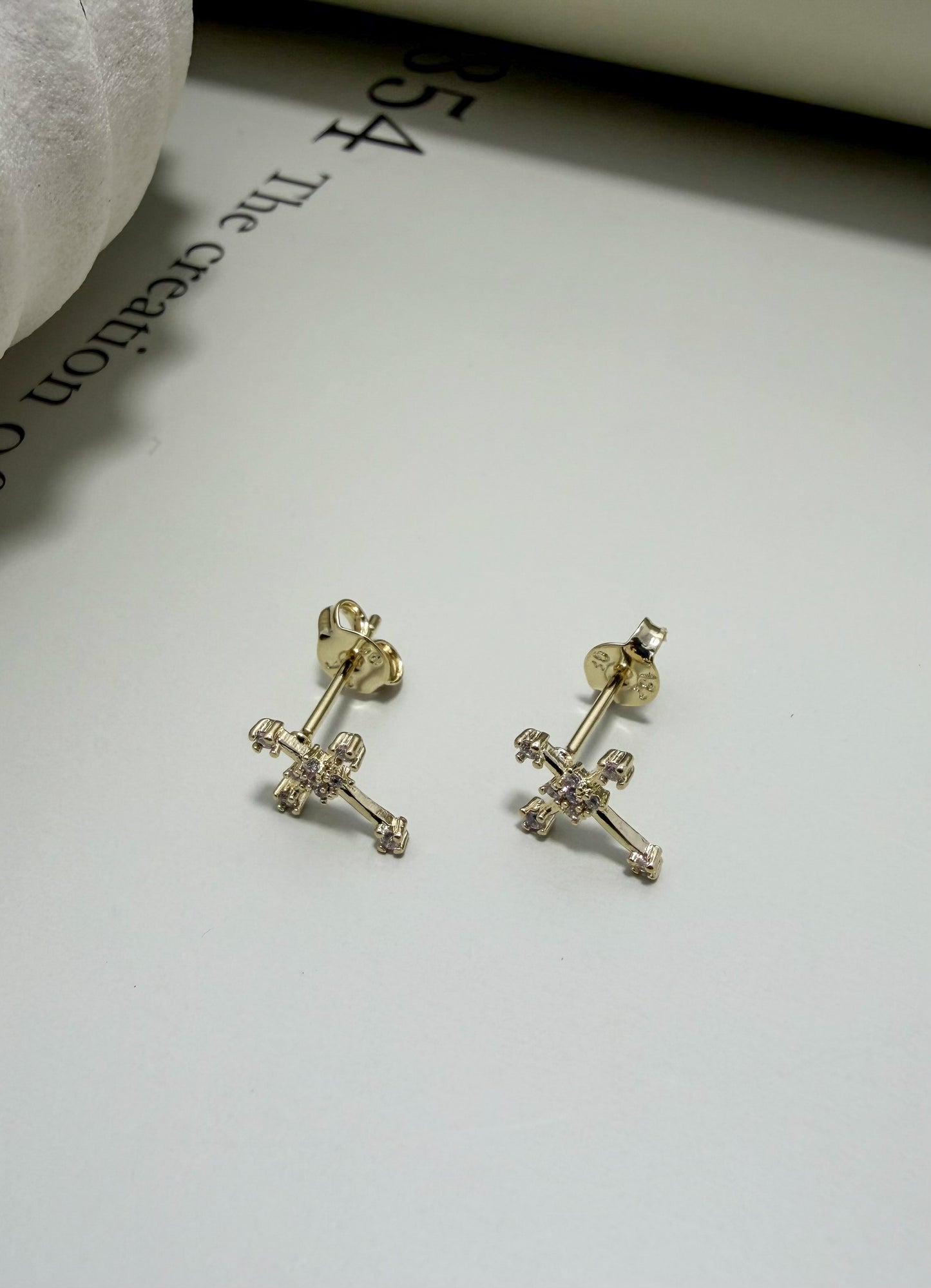 Velani Jewelry Mini Bezel Cross Stud Earrings