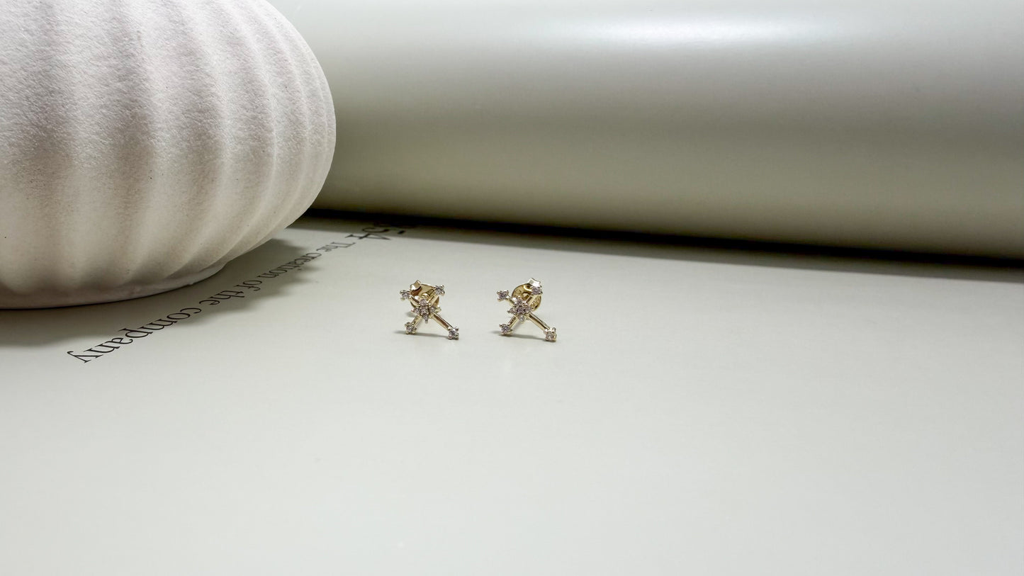 Velani Jewelry Mini Bezel Cross Stud Earrings