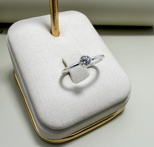 Velani Jewelry 4mm Diamond Bezel Ring - Sterling Silver